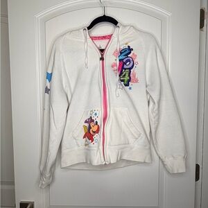 Disney Parks Walt Disney World 2014 Zip Up Hoodie Medium White